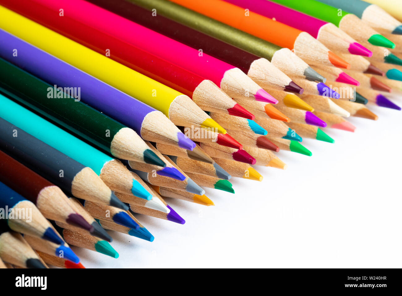 Una serie di matite colorate per disegnare la fotografia macro. Foto Stock