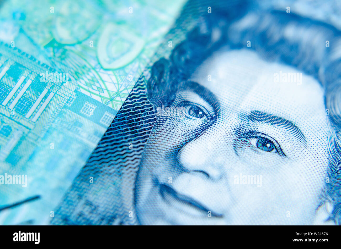 Foto macro di British 5 pound banconota. Foto Stock