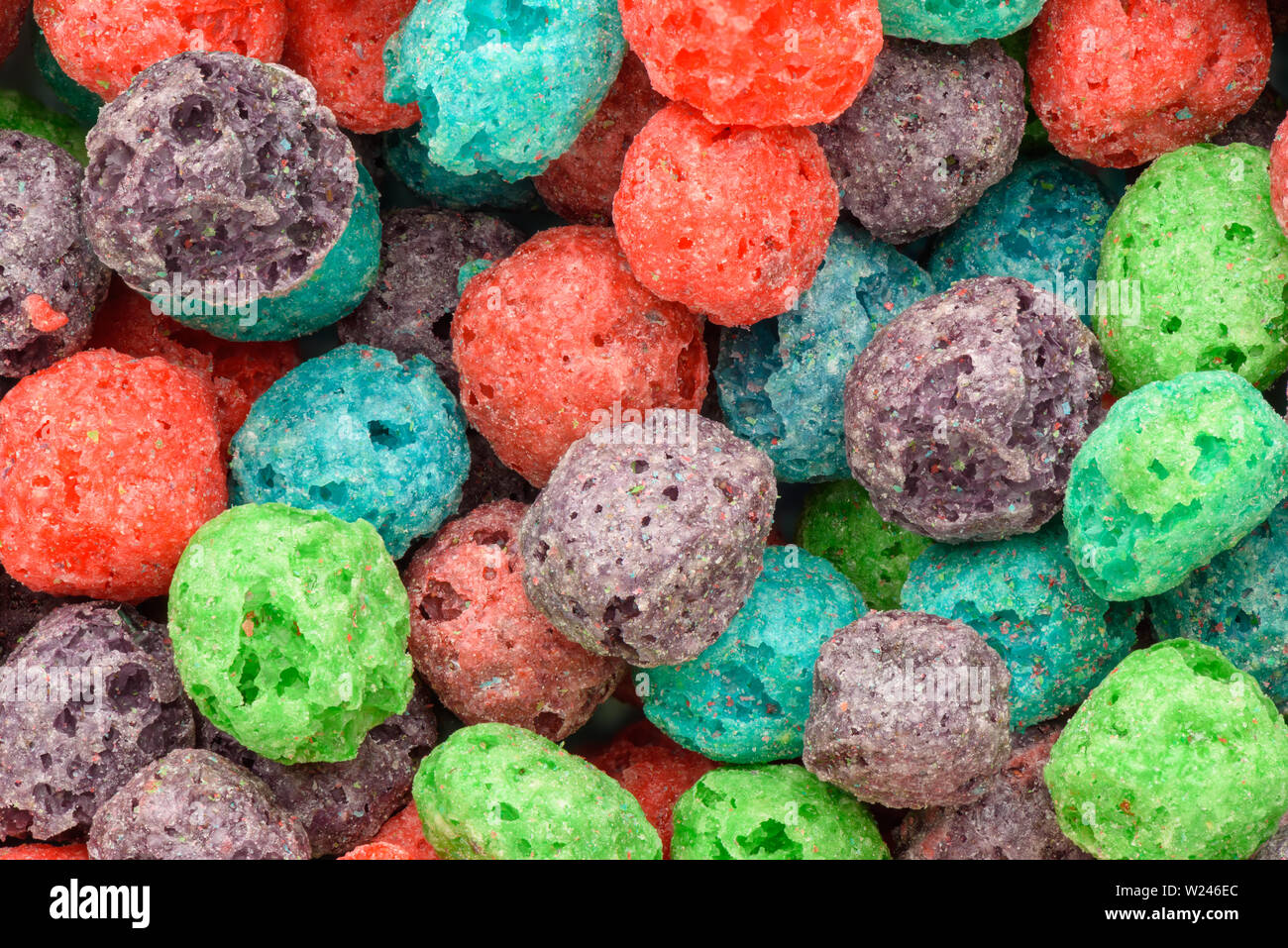 Sfondo di cereali. Colorato il cibo della colazione Foto Stock