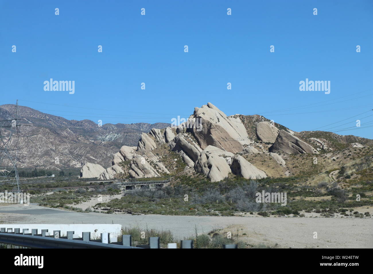 Uplift di roccia lungo il San Andreas anomalia, Cajon Pass, California Foto Stock
