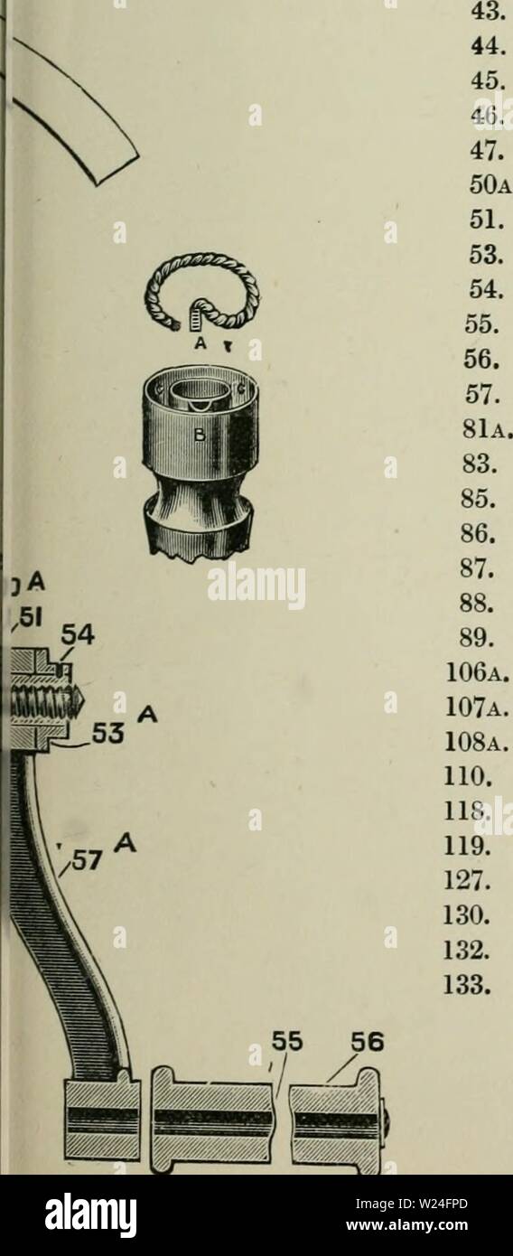 Immagine di archivio da pagina 238 della chimica dei prodotti lattiero-caseari un manuale pratico. Chimica dei prodotti lattiero-caseari: un manuale pratico per la latteria chimici e altri avente il controllo delle latterie dairychemistrypr00ricco anno: 1899 [di fatto p. 212. 2. 6a 7a 9a 10a 13c. 15. Spiegazione delle parti. Galleggiante per regolare afflusso di latte dal grande stagno di ricezione. Top coperchio stagno con crema di uscita. Fondo coperchio stagno con latte scremato in uscita. . Cilindro in acciaio in cui il latte viene separato. La vite per la regolazione di spessore di crema. Cast-mandrino in acciaio con sfera-testa sagomata. Sfera in acciaio per cuscinetti con pedana su cui mandrini n. 13c, 88 e 8 Foto Stock