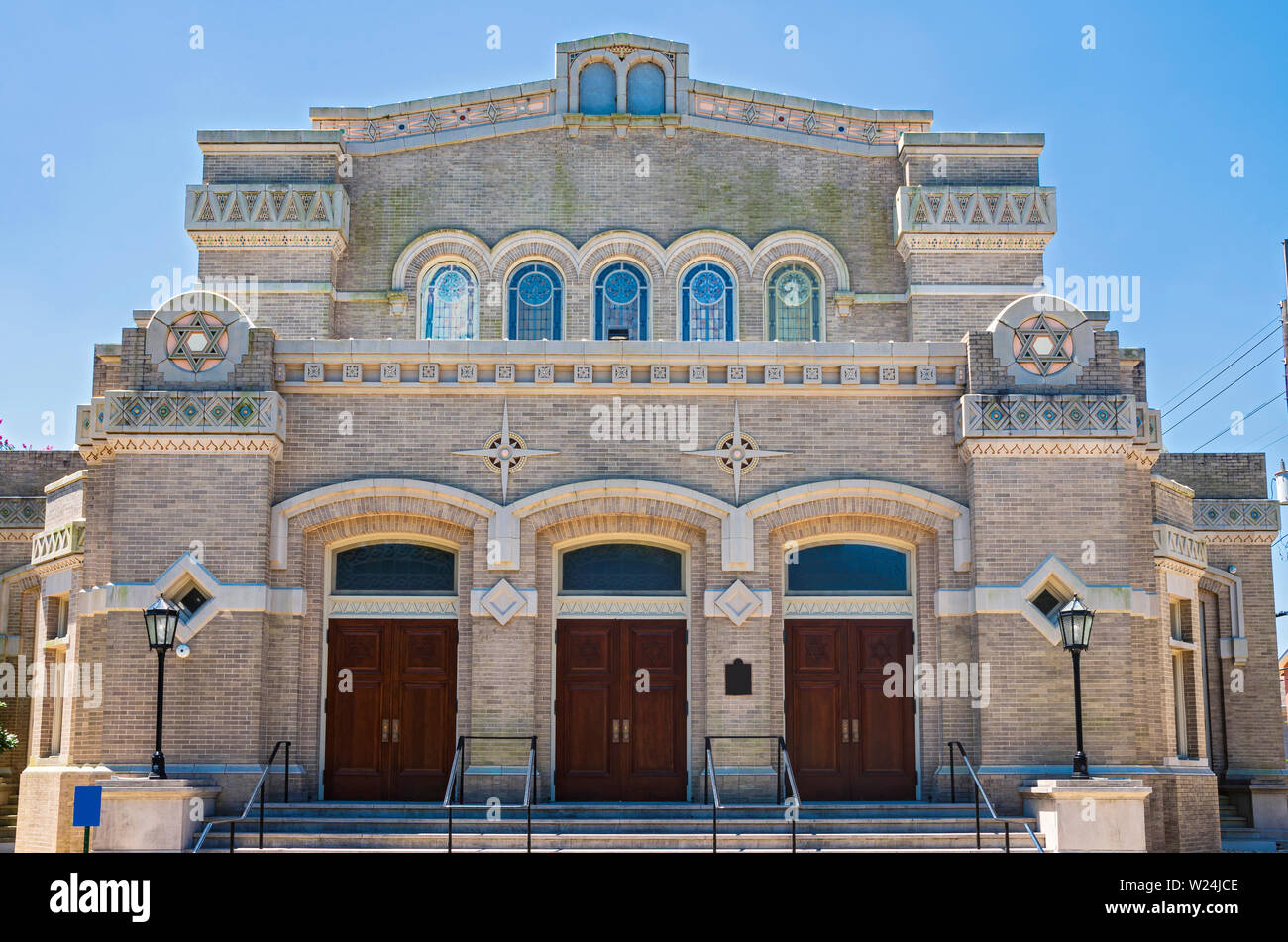 Sinagoga storico edificio ingresso e la facciata in new Orleans in Louisiana Foto Stock