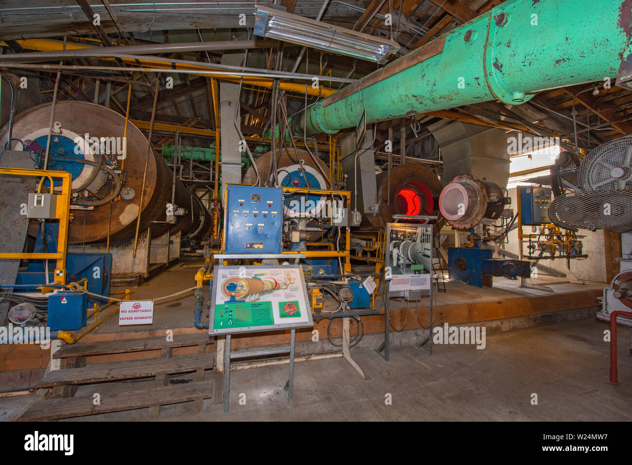 Canada, British Columbia, Steveston, Golfo di Georgia Cannery National Historic Site, pasto di pesce asciugatrice Foto Stock