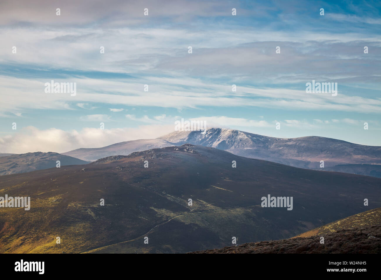 Fredda mattina nelle montagne di Wicklow, Irlanda Foto Stock