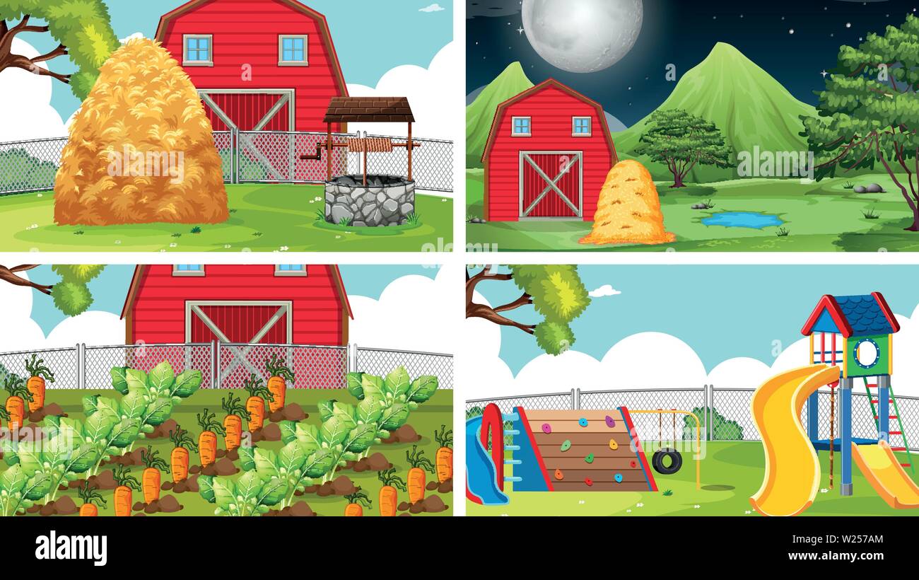 Set di diverse scene illustrazione Illustrazione Vettoriale