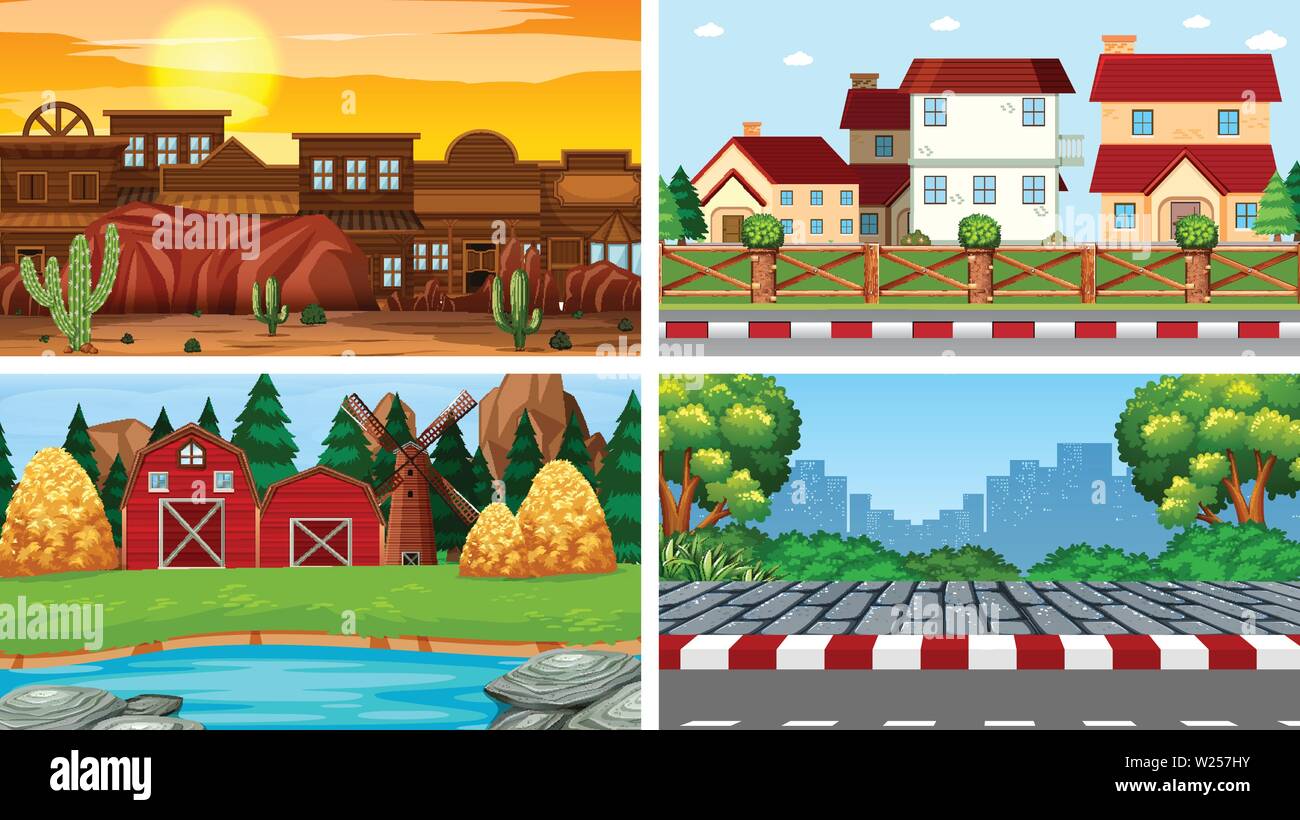 Serie di scene di sfondo immagine Illustrazione Vettoriale