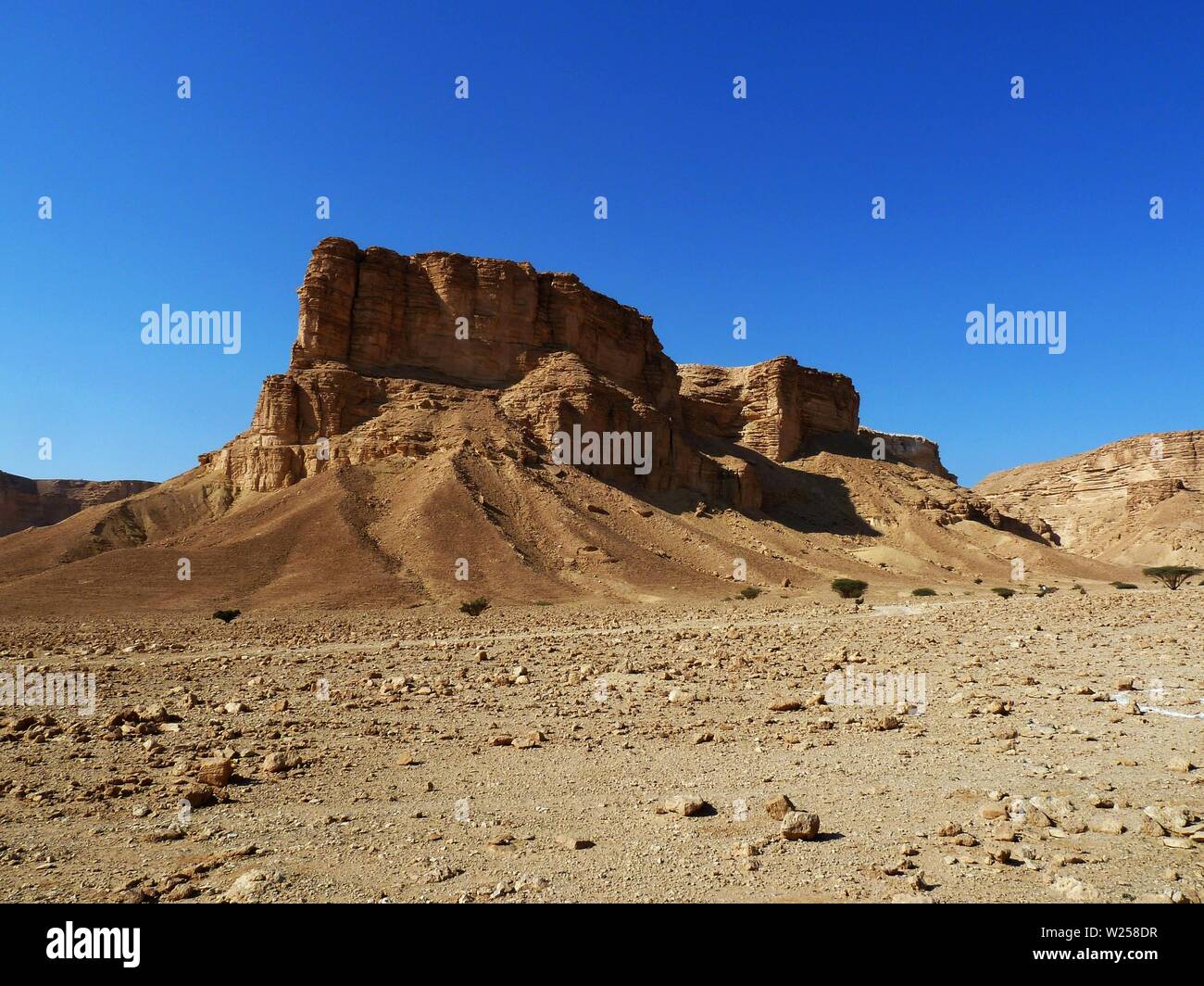 Scarpate di roccia sul bordo del Triassico e Giurassico affioramenti sedimentari a ovest di Riyadh Foto Stock