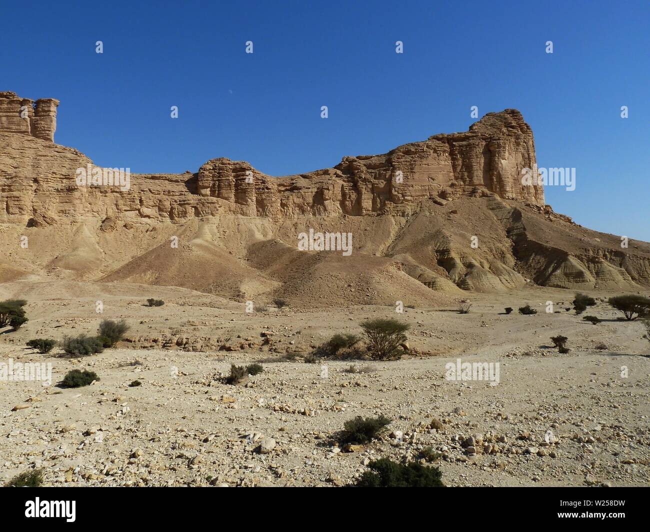 Scarpate di roccia sul bordo del Triassico e Giurassico affioramenti sedimentari a ovest di Riyadh Foto Stock
