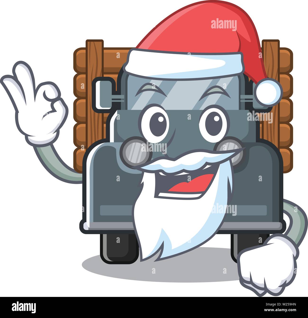 Santa miniatura vecchio carrello nella sedia di carattere Illustrazione Vettoriale