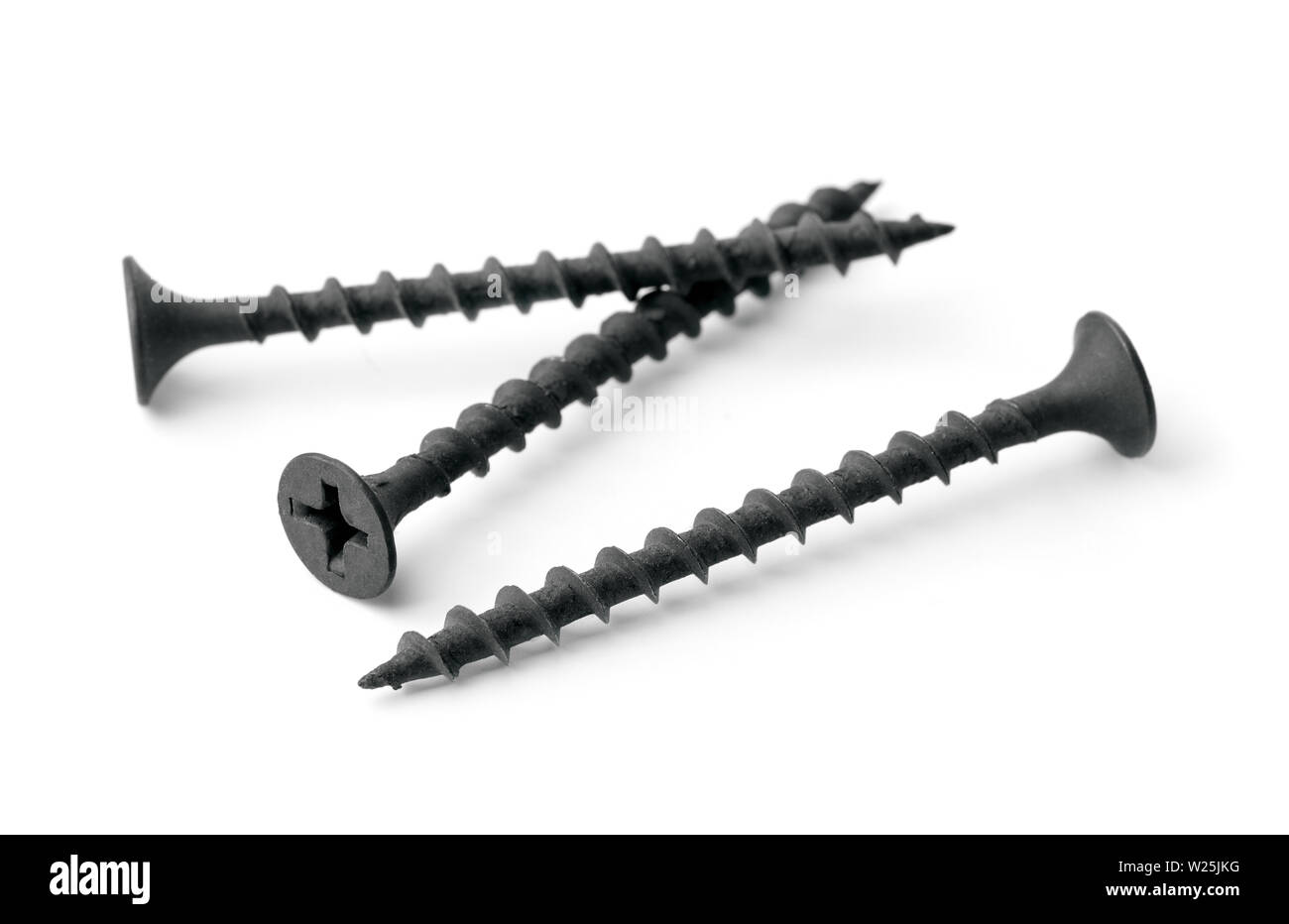 Nero viti di muretti a secco isolato su bianco Foto Stock