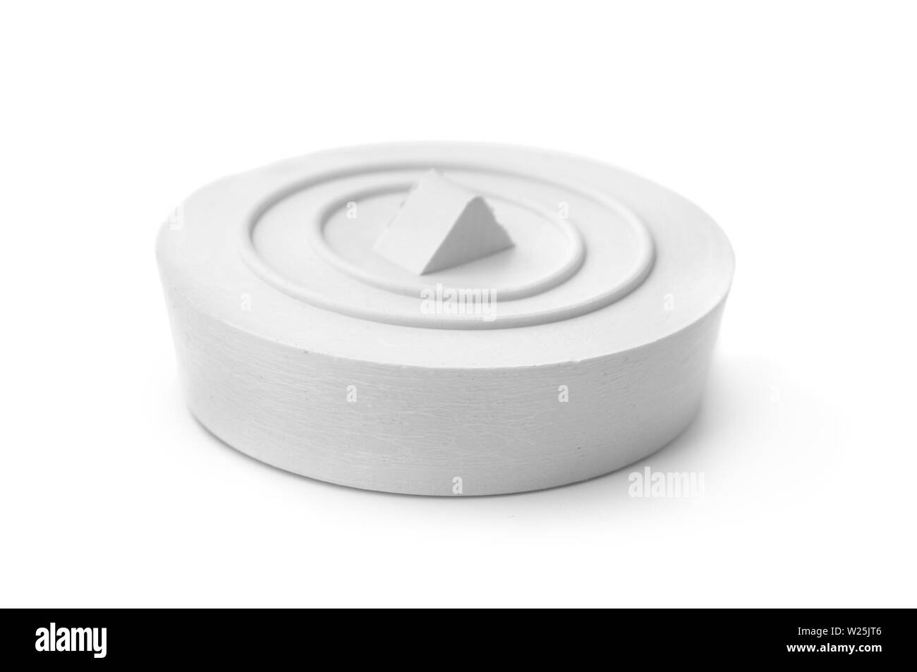 Bianco in gomma di scarico tappo dissipatore isolato su bianco Foto Stock