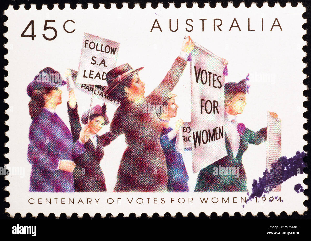 Centenario di voti per le donne sul timbro australiano Foto Stock
