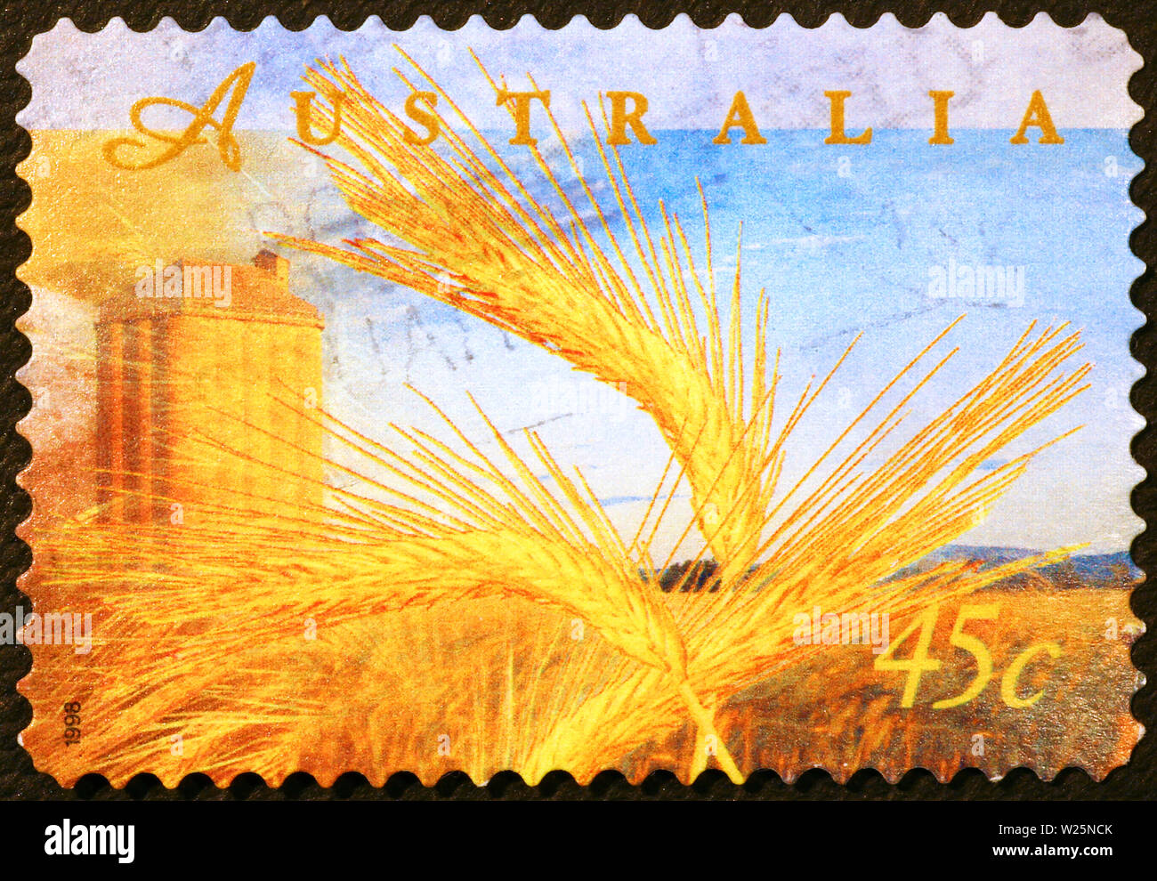 Spighe di grano su australian francobollo Foto Stock
