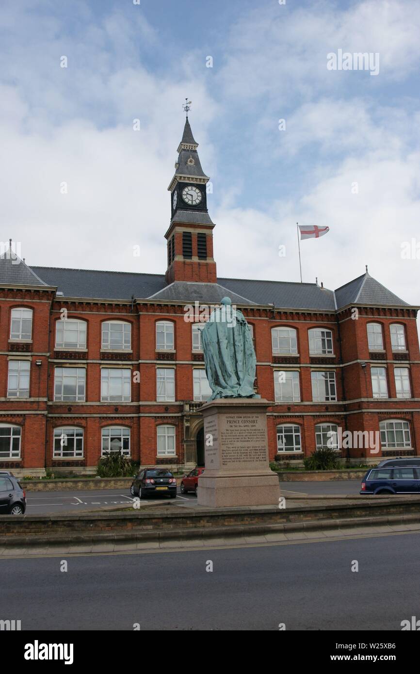 Statua del Principe Albert, Grimsby Uffici Dock Foto Stock