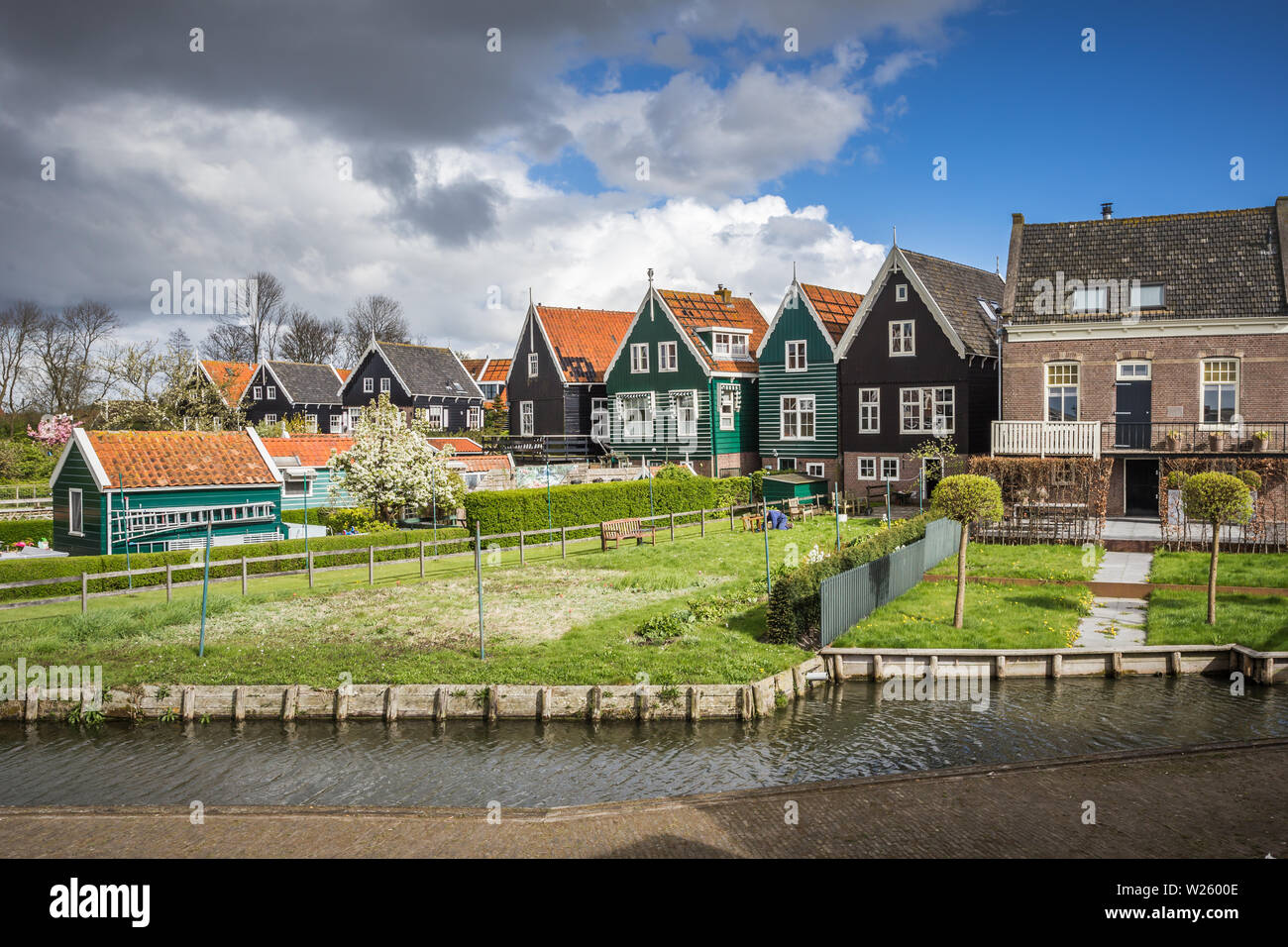 Caratteristiche case di legno di Marken, Waterland, North Holland Foto Stock