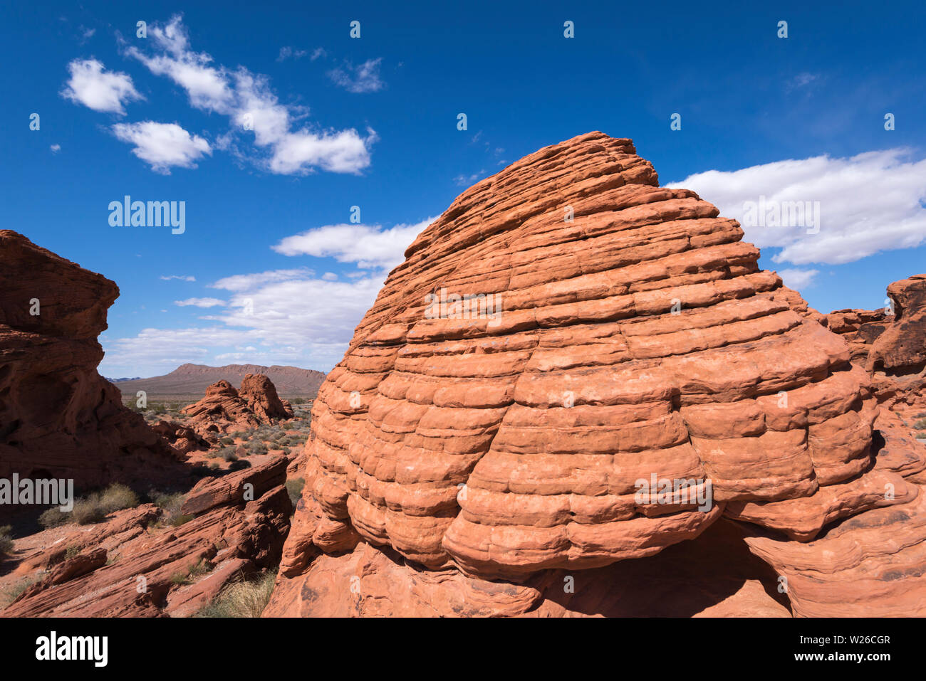 Beehive formazioni rocciose presso il Parco della Valle di Fire State, Nevada, Stati Uniti d'America. Foto Stock