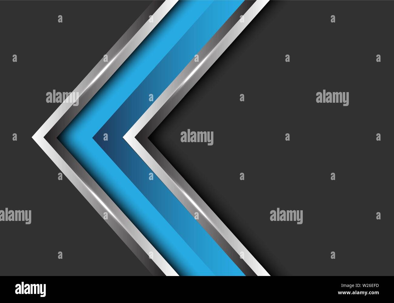 Abstract blue silver nella direzione della freccia su grigio blank space design moderno sfondo futuristico illustrazione vettoriale. Illustrazione Vettoriale
