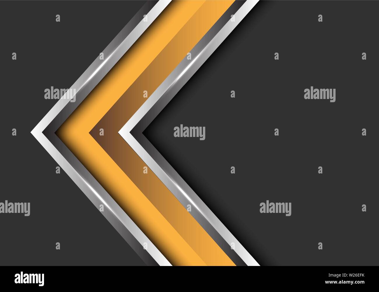 Abstract argento giallo nella direzione della freccia su grigio blank space design moderno sfondo futuristico illustrazione vettoriale. Illustrazione Vettoriale