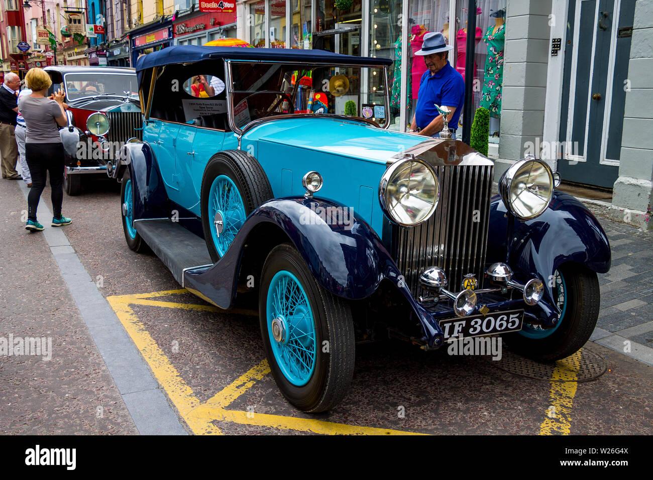 Blue 1934 Rolls Royce open tourer. Foto Stock