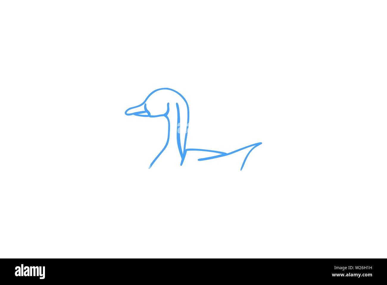 Swan linea Mono disegni Logo ispirazione isolata su sfondo bianco Illustrazione Vettoriale