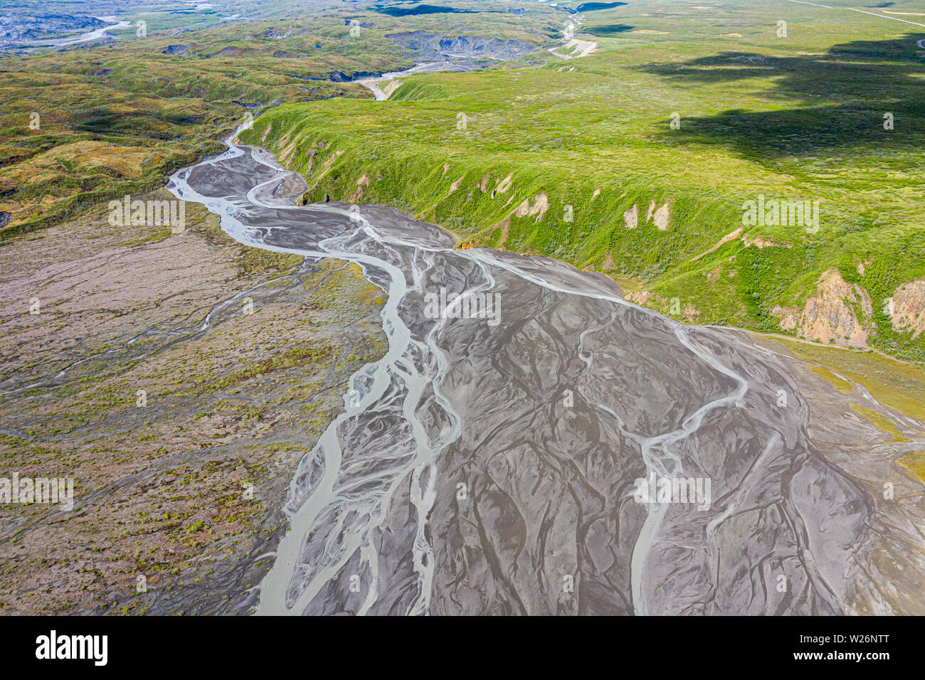 Runoff glaciale, Parco Nazionale di Denali, Alaska, STATI UNITI D'AMERICA Foto Stock