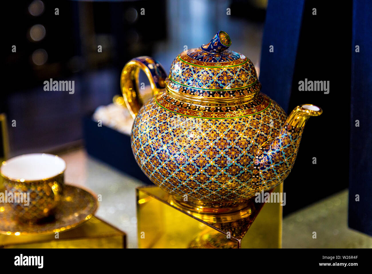Interno della East India Company tea shop su Conduit Street, Mayfair, London, Regno Unito Foto Stock