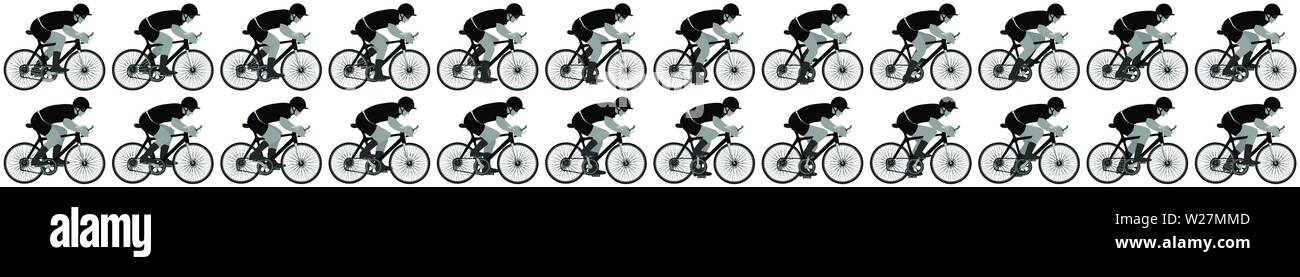 Sequenza di animazione uomo-bicicletta, foglio di sprite di animazione ciclo, vettore Illustrazione Vettoriale