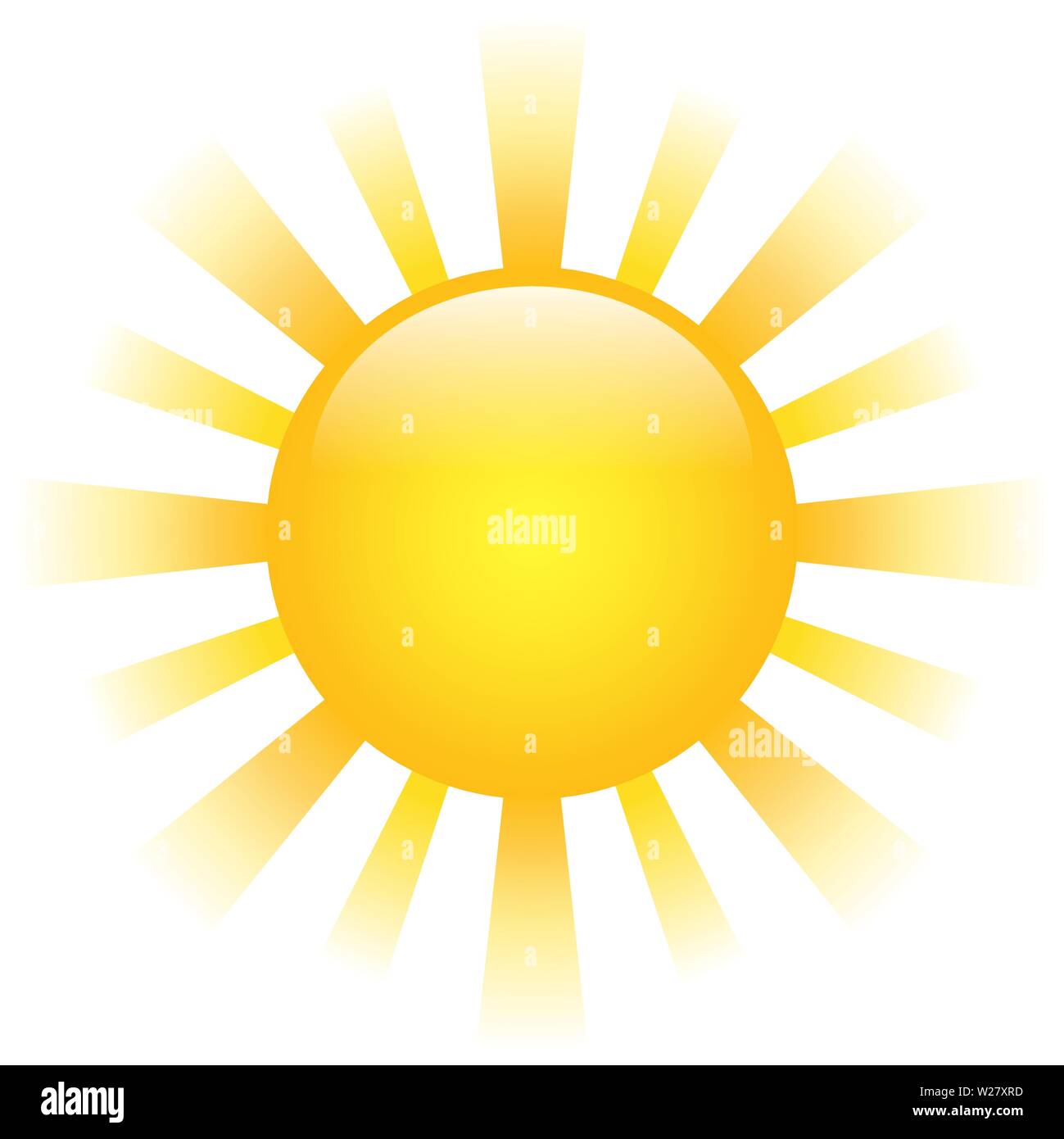 Sun con raggi solari icona illustrazione vettore isolato su sfondo bianco Illustrazione Vettoriale