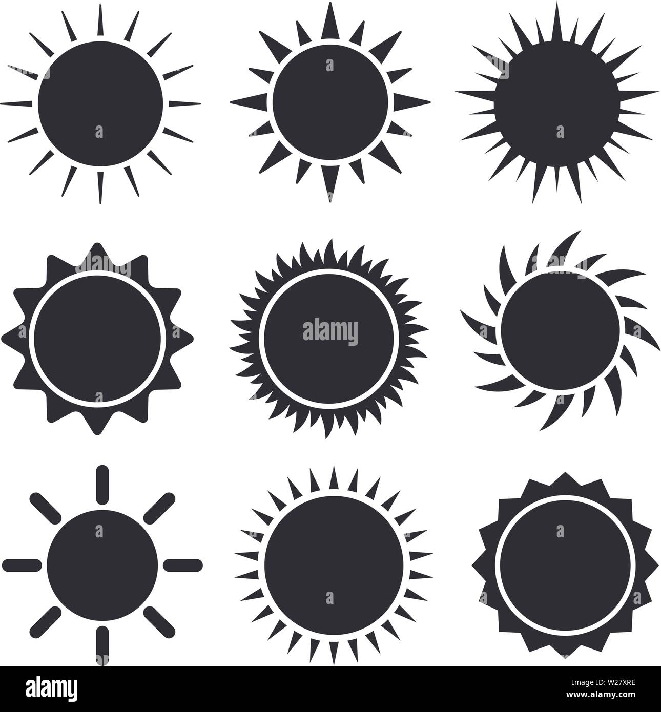 Sun set di icone illustrazione vettoriale isolati su sfondo bianco Illustrazione Vettoriale