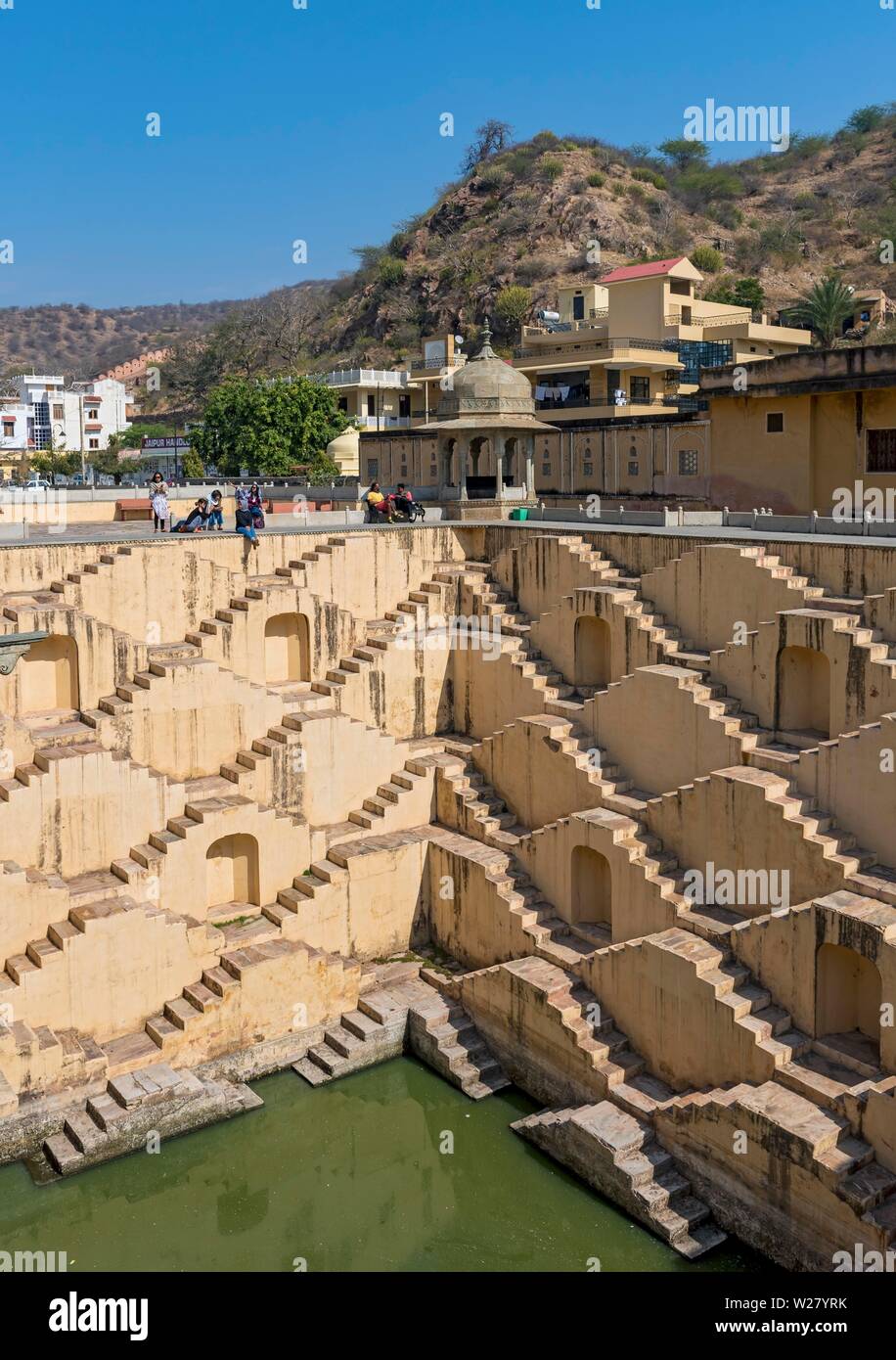 Panna Meena ka Kund stepwell, Ambra vicino a Jaipur, Rajasthan, India Foto Stock
