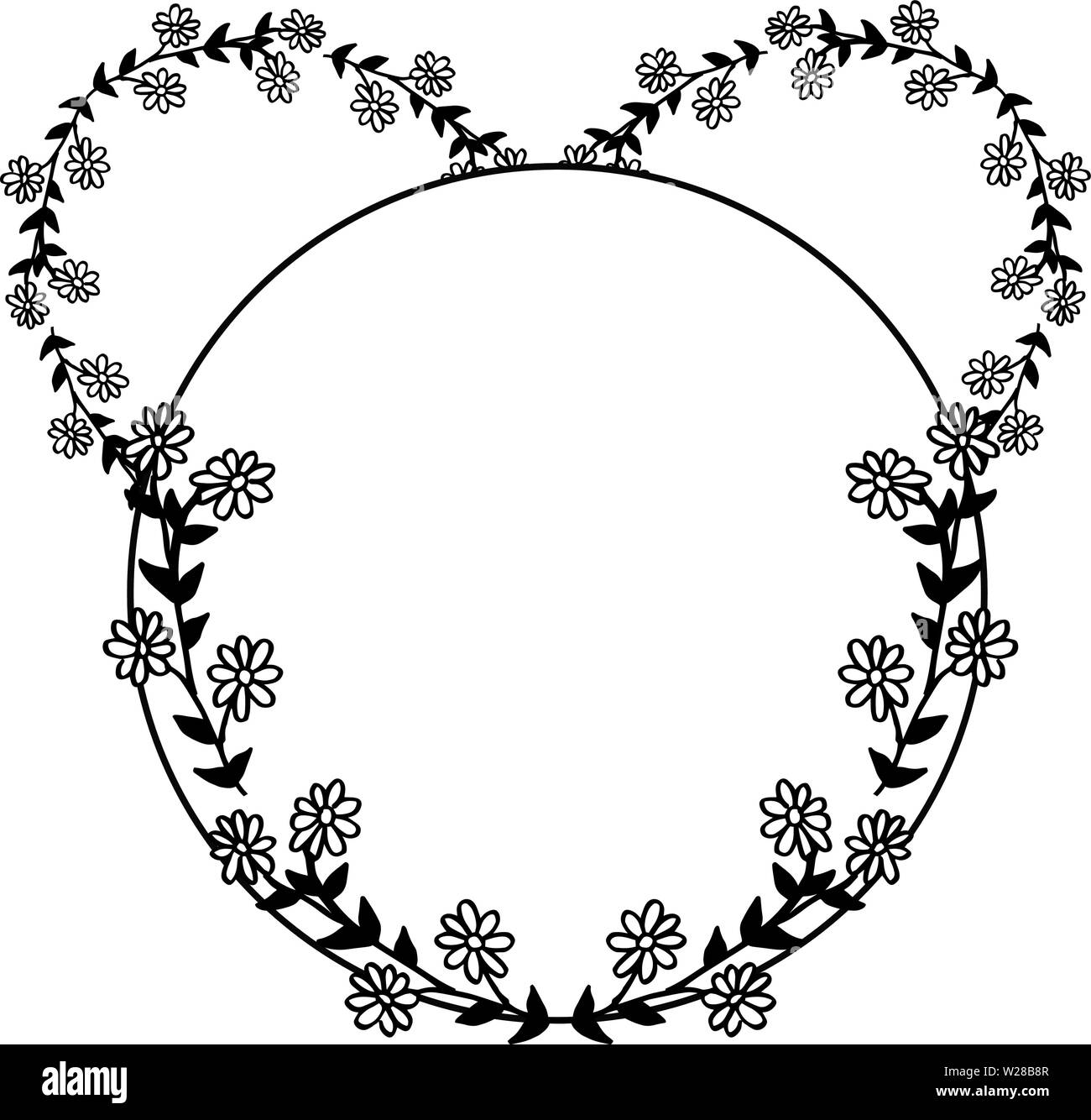 Illustrazione Vettoriale forma della scheda con abstract bouqet telaio disegnata a mano Illustrazione Vettoriale