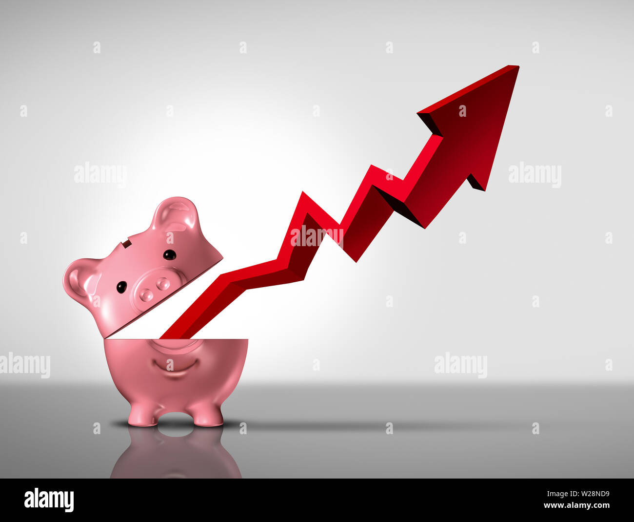 Aumentare i profitti del concetto e il successo finanziario o la crescita aziendale e la pianificazione del risparmio bancario luogo come 3D'illustrazione. Foto Stock