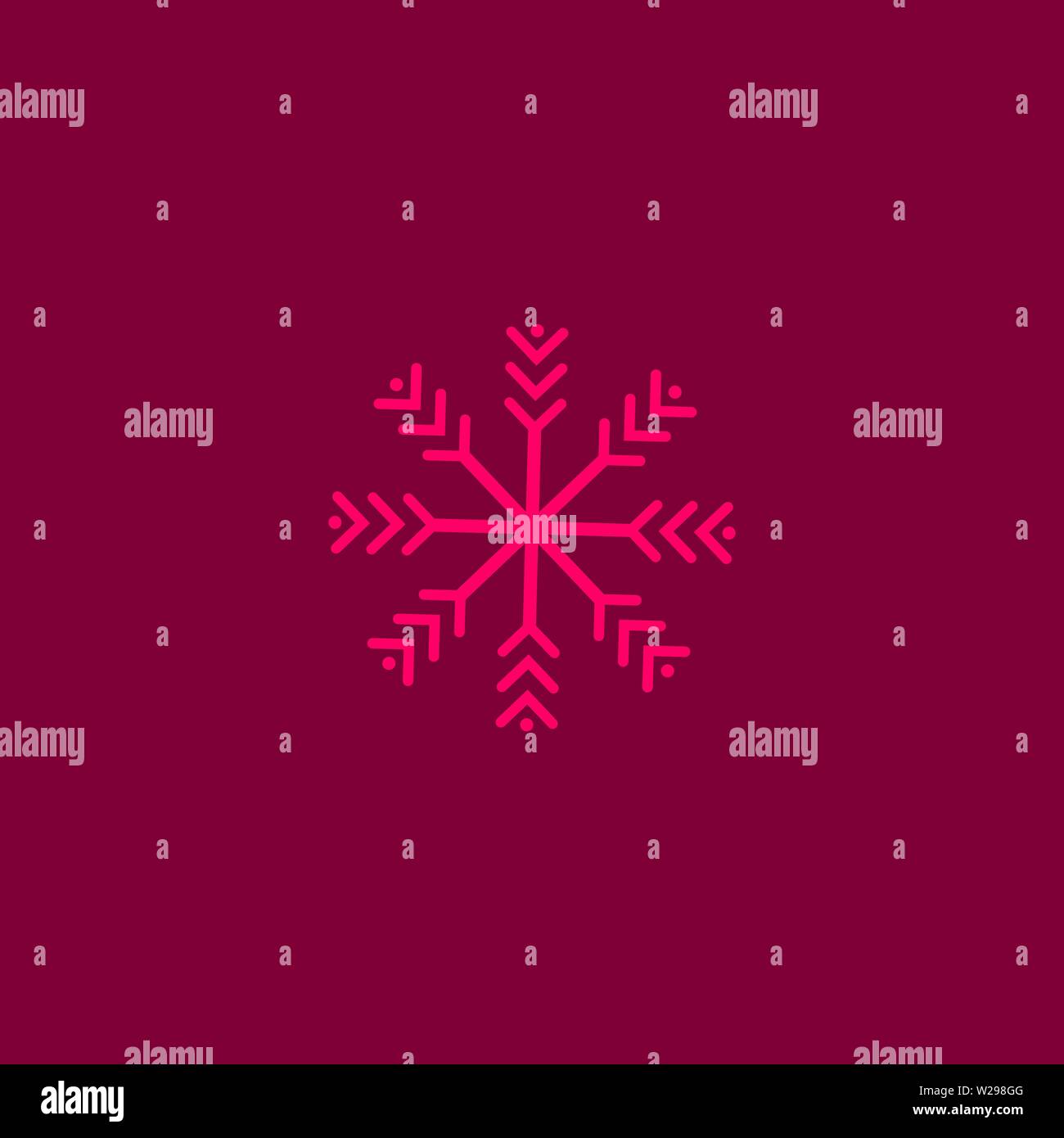 Il simbolo del fiocco di neve rossa icona piatta. Pittogramma di neve. Simbolo d'inverno. Illustrazione vettoriale EPS10 Illustrazione Vettoriale