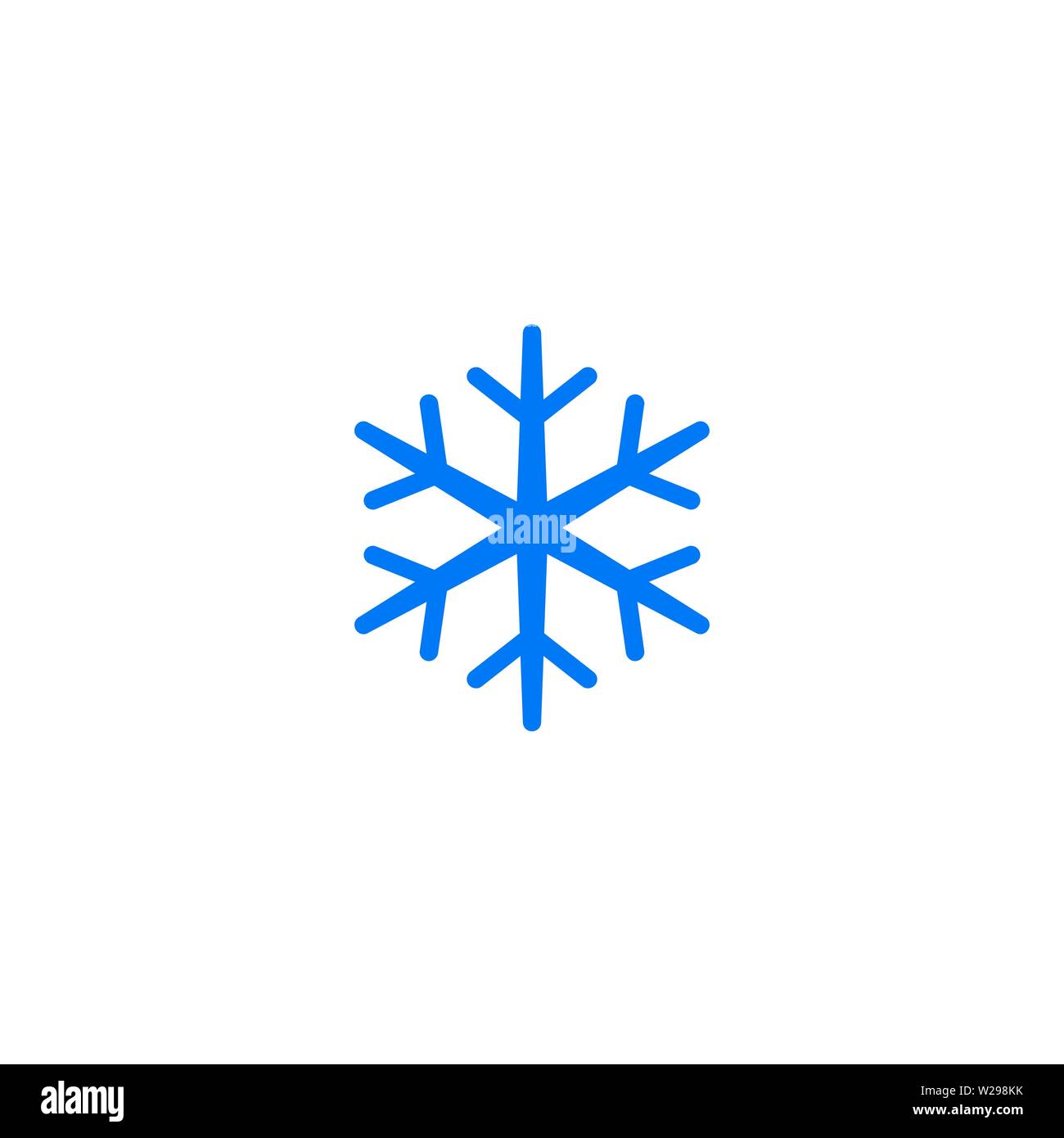 Il simbolo del fiocco di neve blu icona piatta. Pittogramma di neve. Simbolo d'inverno. Illustrazione vettoriale EPS10 Illustrazione Vettoriale