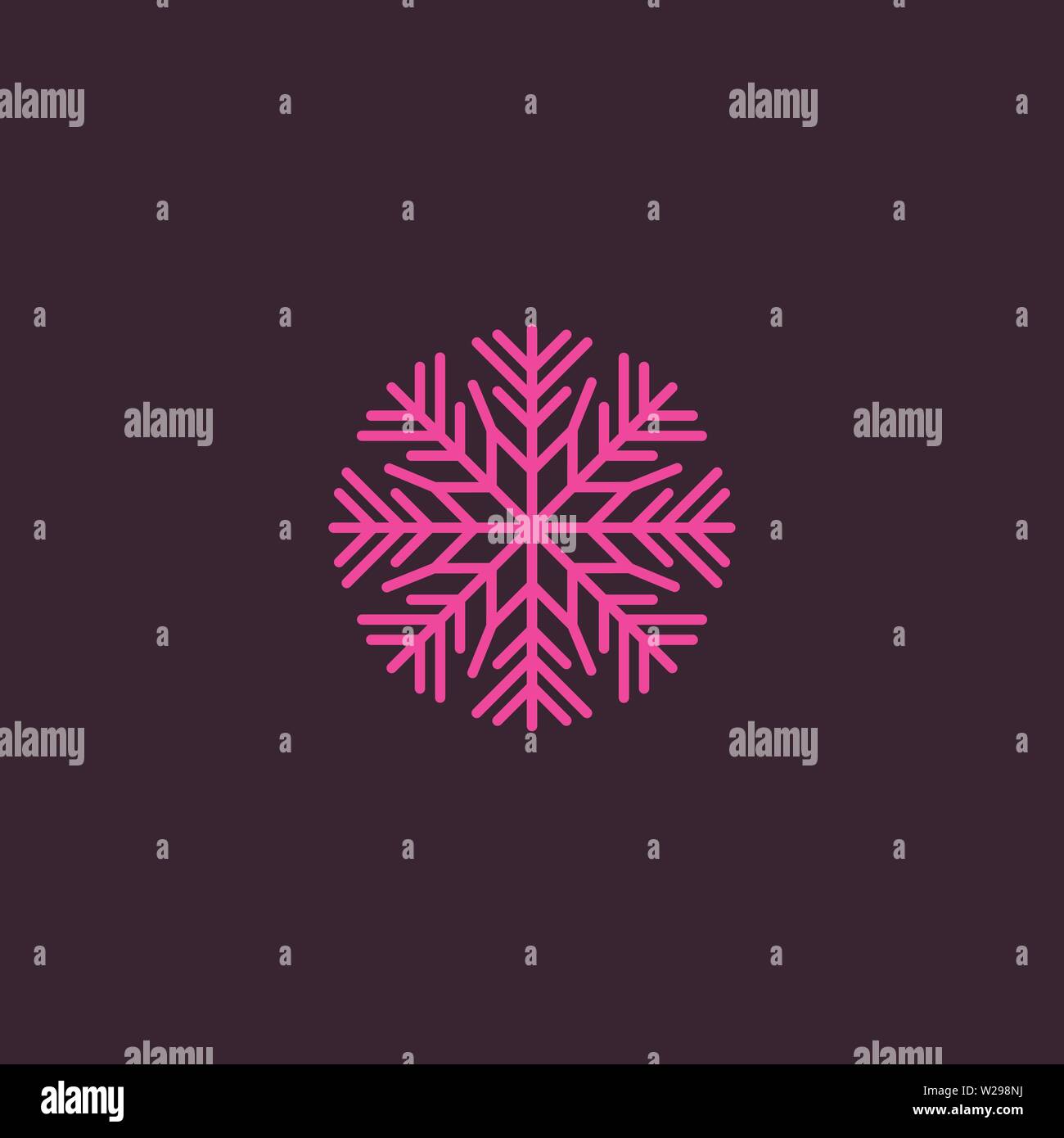 Il simbolo del fiocco di neve rosa icona piatta. Pittogramma di neve. Simbolo d'inverno. Illustrazione vettoriale EPS10 Illustrazione Vettoriale