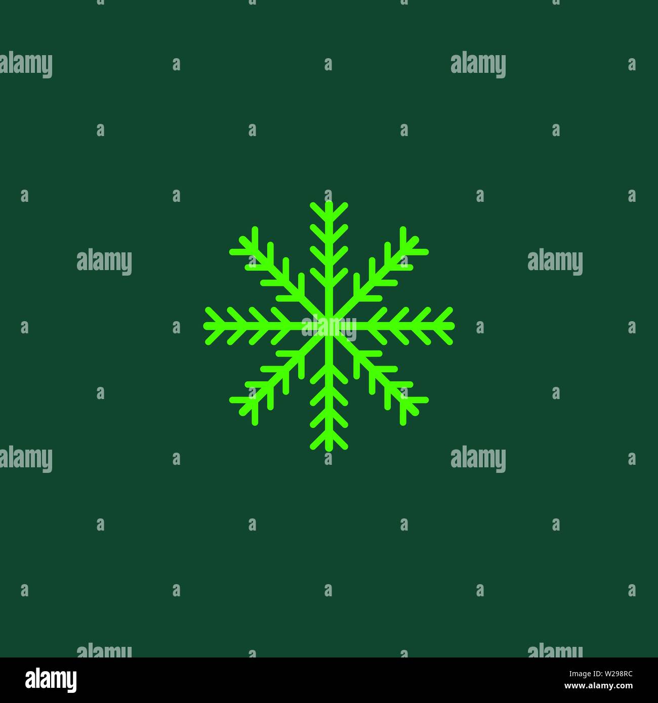 Il simbolo del fiocco di neve verde icona piatta. Pittogramma di neve. Simbolo d'inverno. Illustrazione vettoriale EPS10 Illustrazione Vettoriale