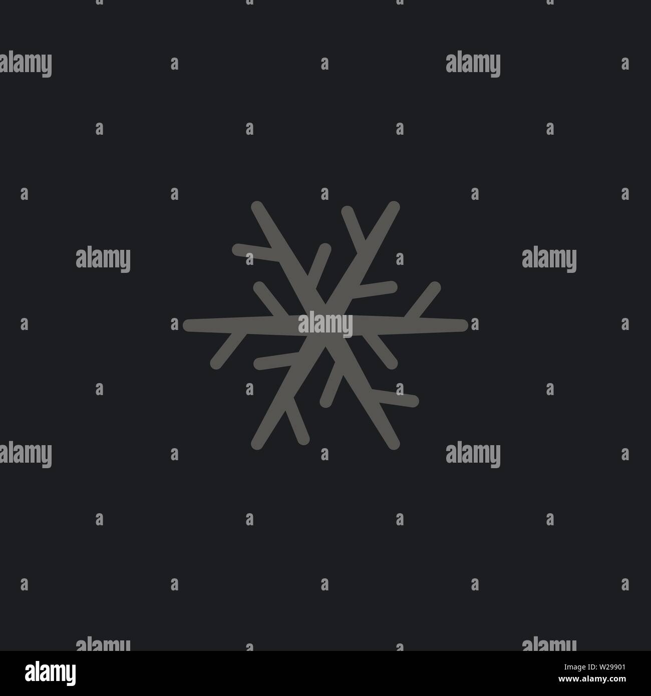 Il simbolo del fiocco di neve monocromatica icona piatta. Pittogramma di neve. Simbolo d'inverno. Arte vettoriale illustrazione. Elemento per il tuo design Illustrazione Vettoriale