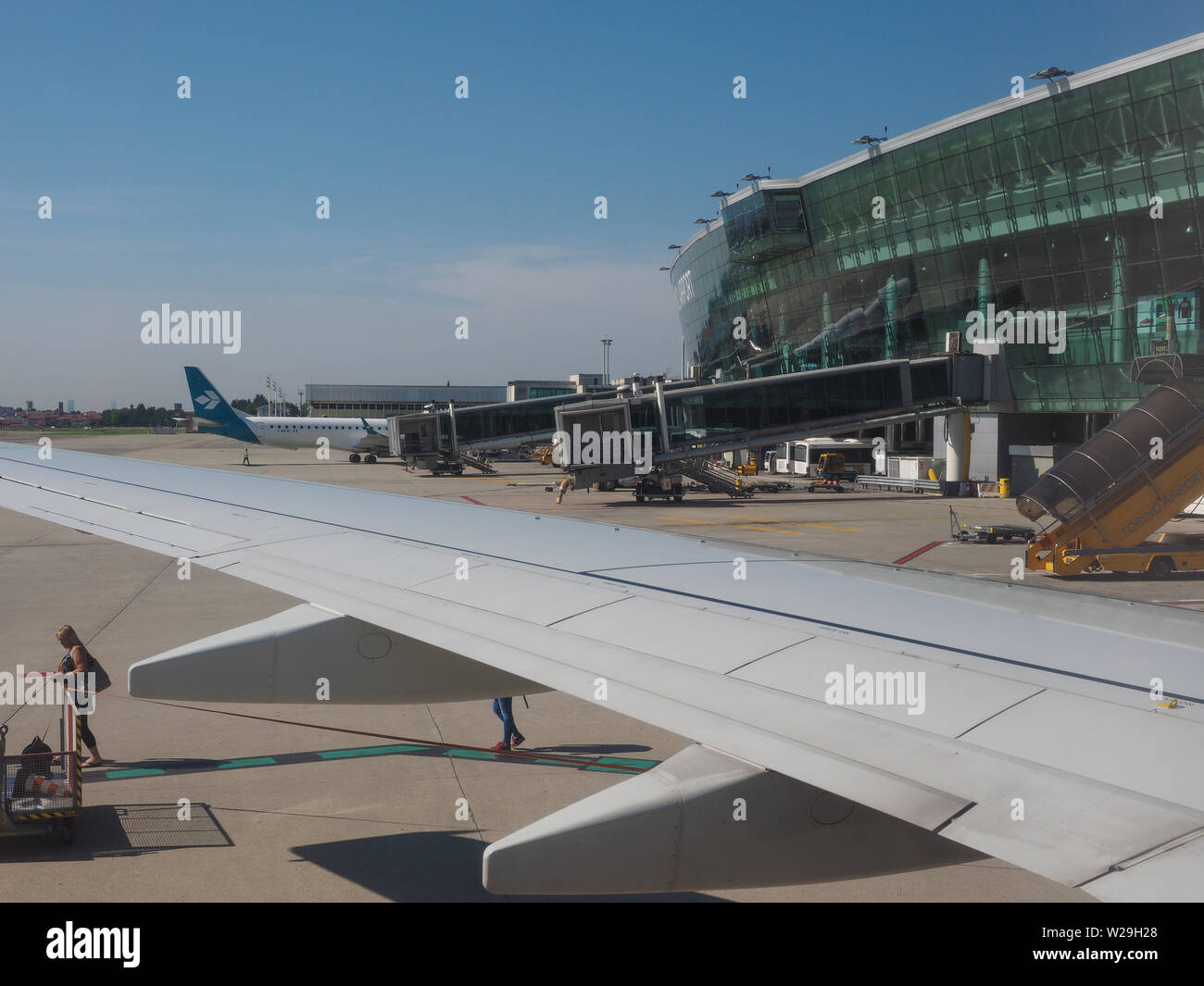 CASELLE, Italia - circa giugno 2019: Sandro Pertini di Torino aeroporto Foto Stock