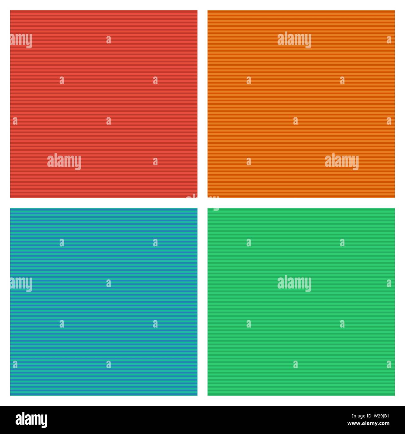 Set di colorate geometrica perfetta pattern a strisce. Strisce orizzontali pattern. Vettore sfondo texture. Illustrazione Vettoriale