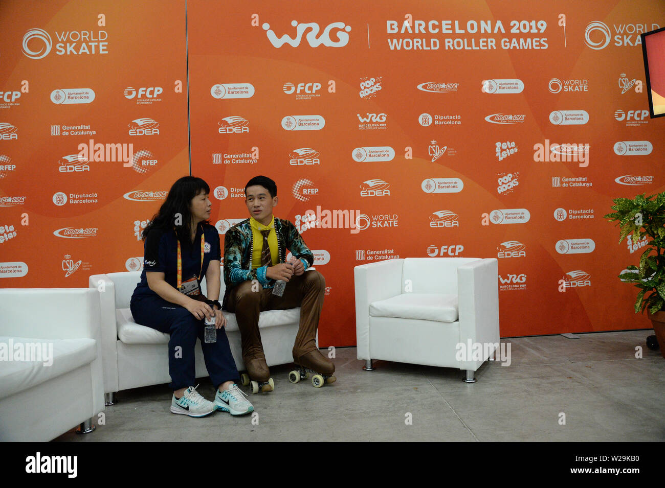 SHAO Lee Kuan da Taipei, eseguendo in junior uomini danza solista nello stile di danza. Il mondo dei giochi a rullo 2019, a Palau Sant Jordi, sulla luglio 04, 2019 Barcellona, Spagna. Credito: Raniero Corbelletti/AFLO/Alamy Live News Foto Stock