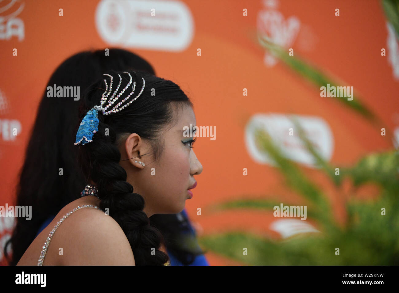 SHAO JIE LEE da Taipei, eseguendo in Junior Ladies danza solista nello stile di danza. Il mondo dei giochi a rullo 2019, a Palau Sant Jordi, sulla luglio 06, 2019 Barcellona, Spagna. Credito: Raniero Corbelletti/AFLO/Alamy Live News Foto Stock