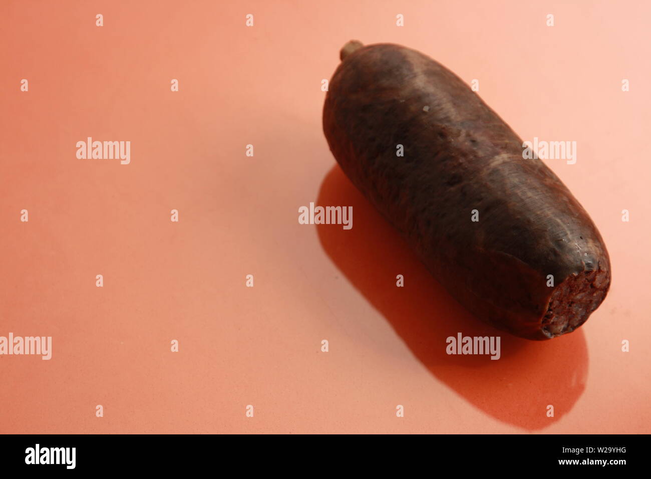 La morcilla è un insaccato su base coagulata e sangue cotto Foto Stock