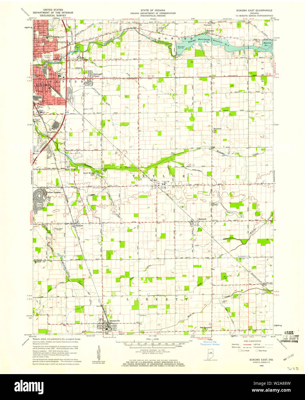 USGS TOPO Map Indiana in Kokomo East 156964 1960 24000 Restauro Foto Stock