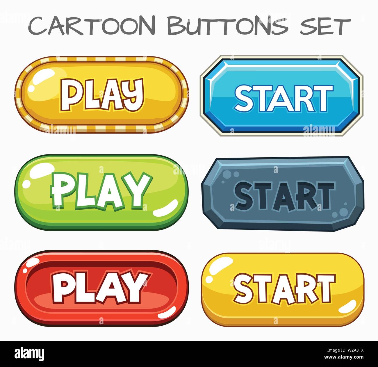 I pulsanti di Cartoon set game.illustrazione vettoriale Illustrazione Vettoriale