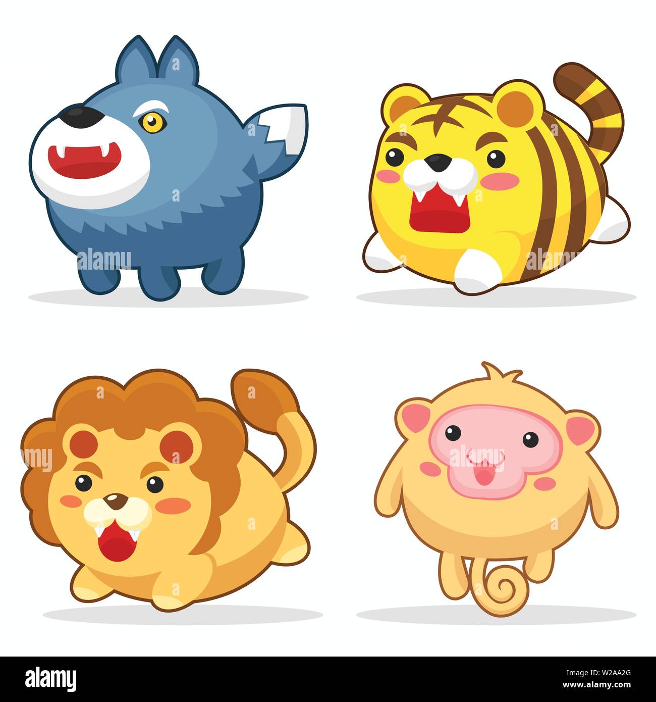 Animali cute divertente set di caratteri di cartone animato Illustrazione Vettoriale