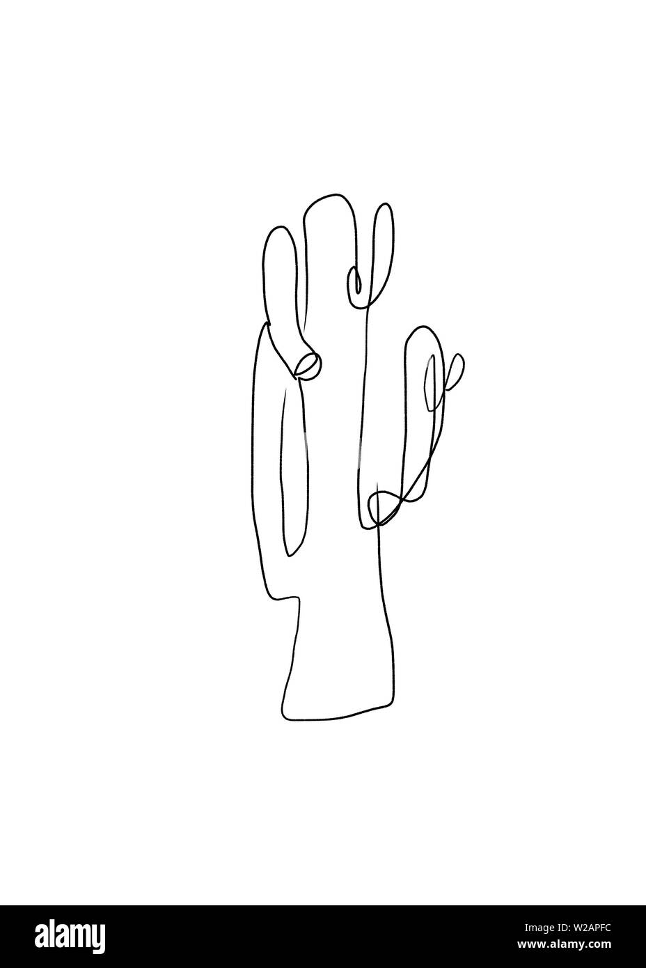 disegno astratto di una pianta di casa succulente di cactus, opera d'arte di piante per uso privato, commerciale ed editoriale. Disegno astratto di una cact Foto Stock