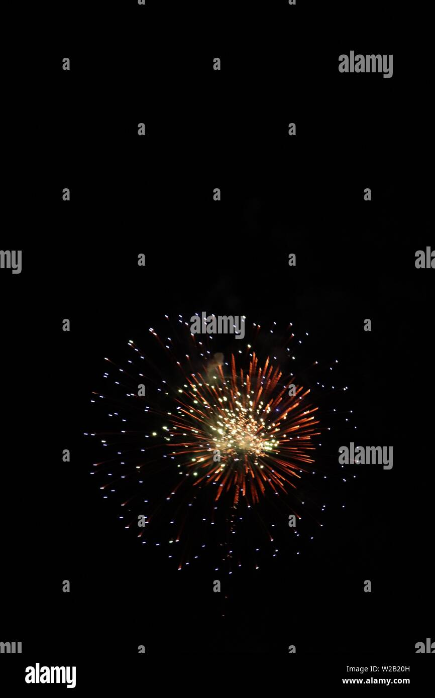 I fuochi d'artificio sul quarto di luglio 2019 in Estes Park Colorado Foto Stock