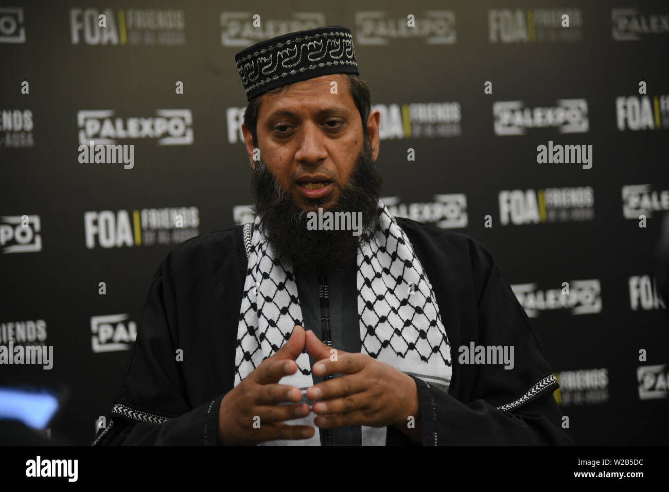 Palestina Expo hanno mostrare al mondo. Palestinesi la gente è il più forte ha voluto persone l umanità hanno visto nel XXI secolo. La sofferenza, umiliazione, privazioni e injustic ogni uomo è in grado di resistere da israeliani di oppressione e la loro determinazione dei diritti palestinesi a ritornare alla loro patria non è negoziabile il 7 luglio 2019, a Londra Olympia, UK. Foto Stock