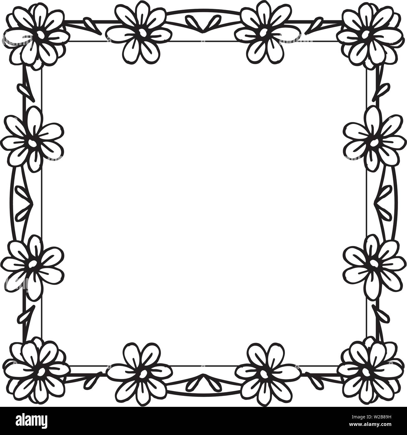Illustrazione Vettoriale bouqet astratta cornice con banner disegnata a mano Illustrazione Vettoriale