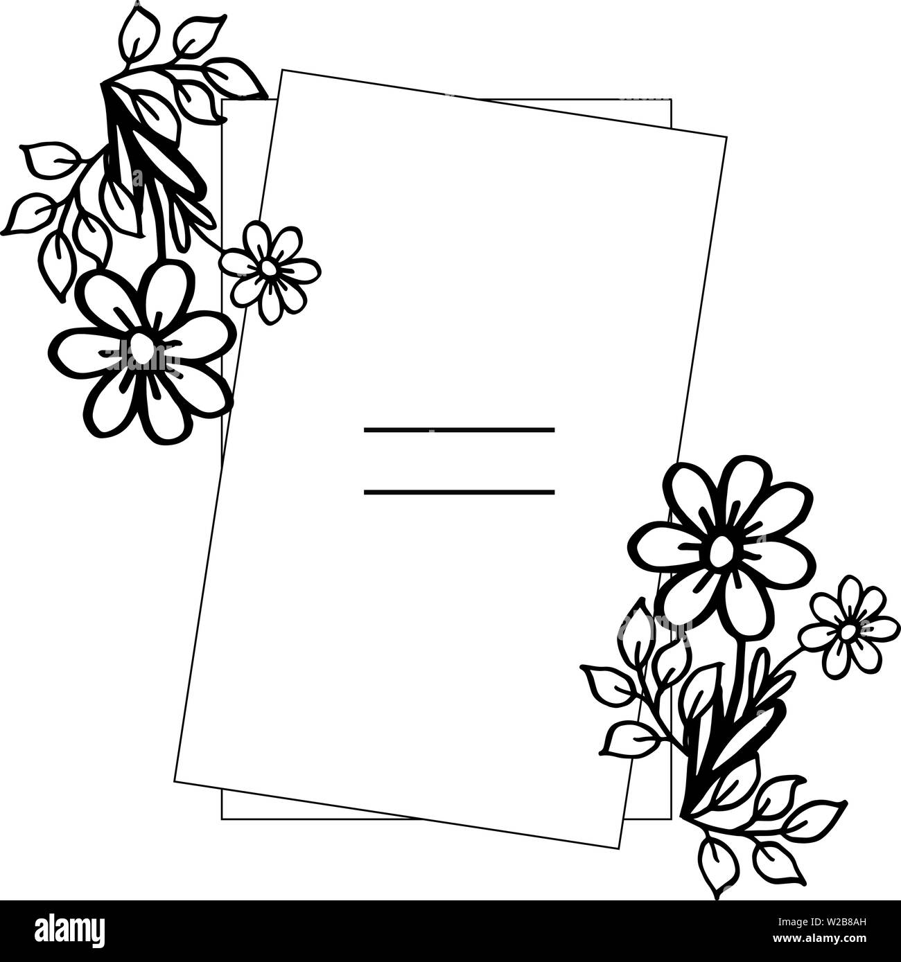Illustrazione Vettoriale bouqet astratta cornice con banner disegnata a mano Illustrazione Vettoriale